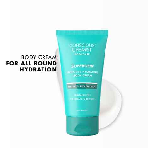 Buy Conscious Chemist Super Dew Deep Hydrating Body Moisturizer | 150 gm | For Dry Skin | Instant Hydration, Non-Greasy Cream With Ceramides, Hyaluronic Acid & Colloidal Oatmeal | For Men & Women | Fragrance Free, Cruelty Free - Purplle