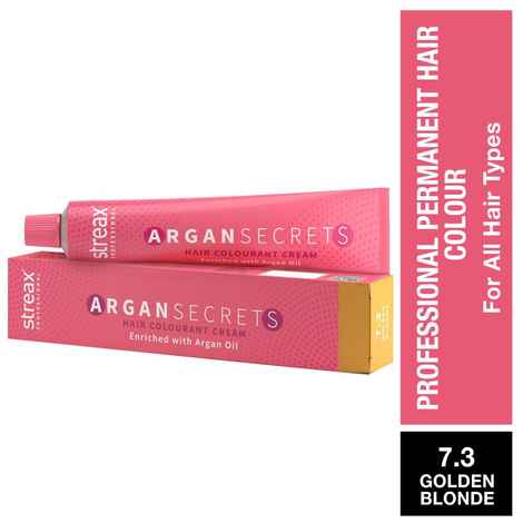 Streax Professional Argan Secret Hair Colourant Cream - Golden Blonde 7.3 (60 gm)