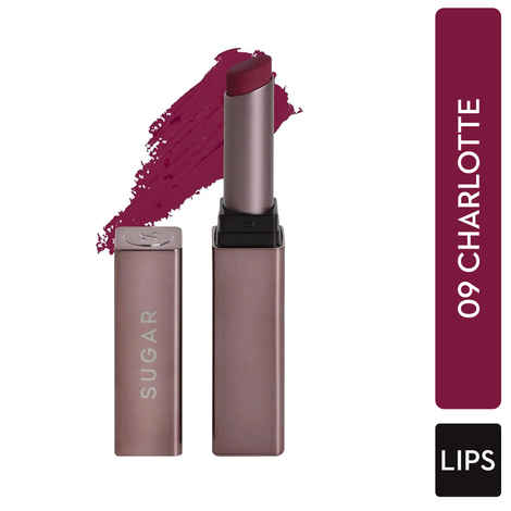 Buy SUGAR Cosmetics Mettle Satin Lipstick | Highly Pigmented & Silky Matte Finish | Creamy Texture | Mango Butter Infused | 2.2 gm - 09 Charlotte (True Blue Red) - Purplle