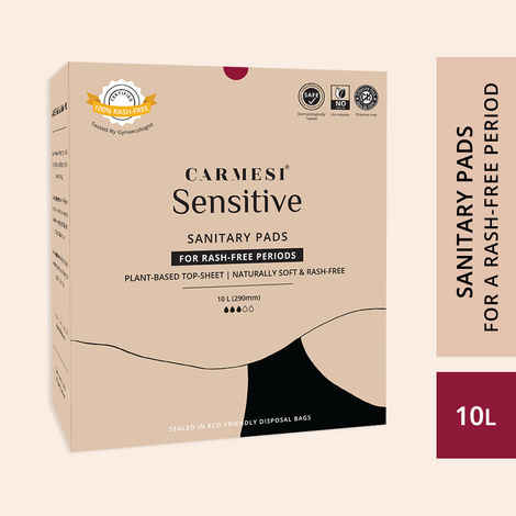 Buy Carmesi Sensitive - Sanitary Pads for Rash-Free Periods (10 Large) - Purplle