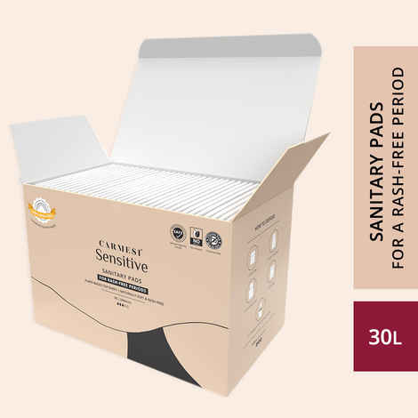 Buy Carmesi Sensitive - Sanitary Pads for Rash-Free Periods (30 Large) - Purplle