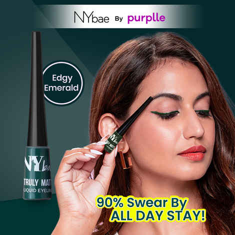 NY Bae Truly Matte Liquid Eyeliner - Edgy Emerald (4.5 ml) | Colored Eyeliner | Waterproof | Long Lasting | Smudgeproof | Quick Dry | Eye Makeup