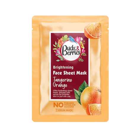 Buy Buds & Berries Brightening Face Sheet Mask with Tangerine Orange | Ultra-hydrating Sheet Mask infused with Serum | No Paraben, No Sulphate, No Silicone - 25 gm - Purplle