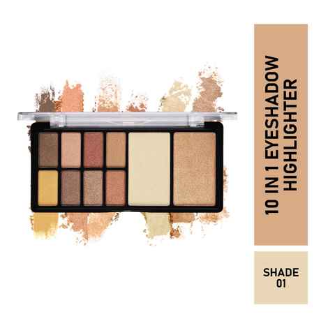 Buy Half N Half 10 in 1 Eyeshadow & Highlighter Makeup Kit, 23 gm - Purplle