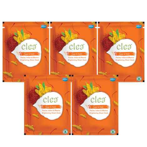 Buy GINNI Clea Kesar & Haldi Face Sheet Mask | Brightening Face Sheet Mask 20g x 1 Pack (Pack of 5) - Purplle