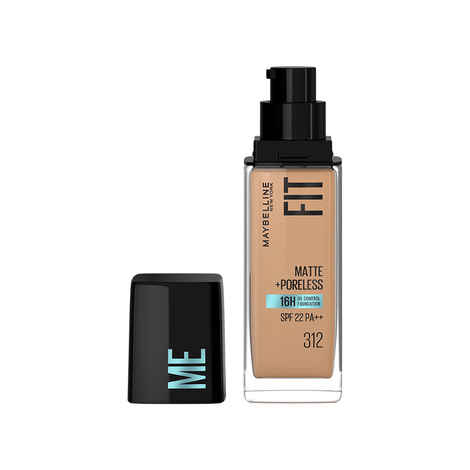 Maybelline New York Fit Me Matte+Poreless Liquid Foundation 312 - Golden | Matte Finish with 16 HR Oil Control + SPF 22 30 ml