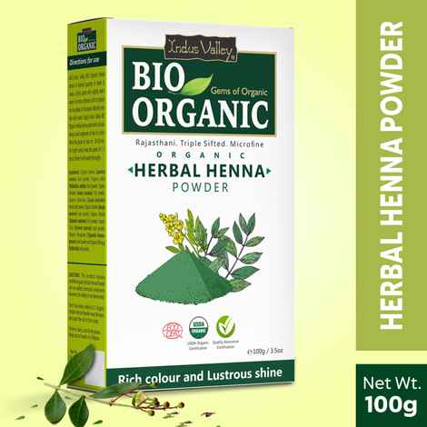 Indus Valley Bio Organic Natural Herbal Henna Powder For Hair Color, Mehandi for Hair Colour (100 gm)