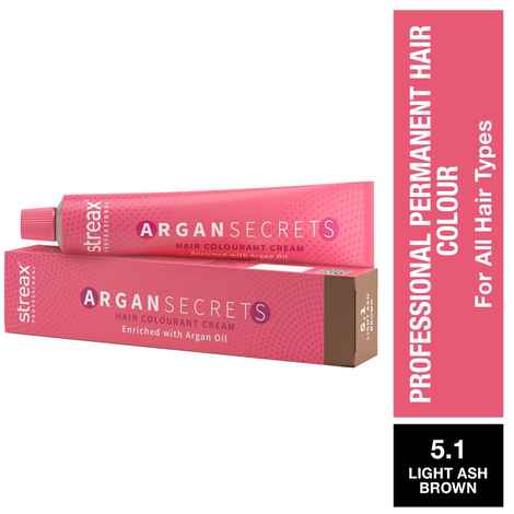 Buy Streax Professional Argan Secret Hair Colourant Cream - Light Ash Brown 5.1 (60 gm) - Purplle
