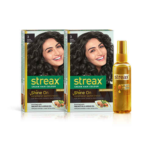 Buy Streax Cream Hair Colour Dark Brown + Streax Walnut serum 45 ML - Purplle