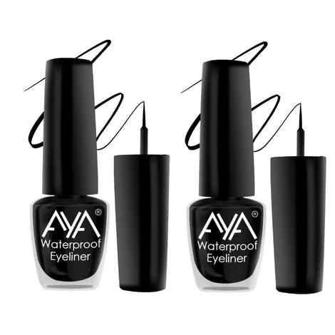 AYA 24 Hrs Long Lasting & Waterproof Eyeliner, Set of 2, Black (5 ml x 2 = 10 ml)