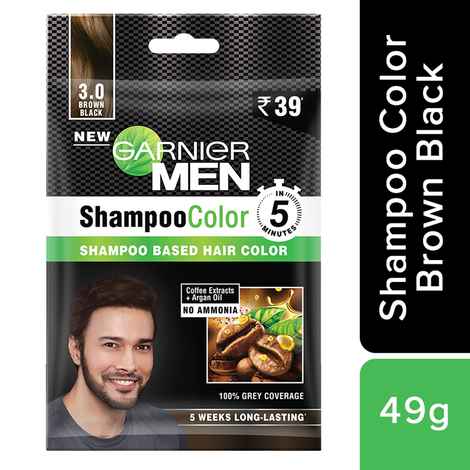 Buy Garnier Garnier Men Shampoo Color Shade 3 Brown Black 10ml + 10ml - Purplle