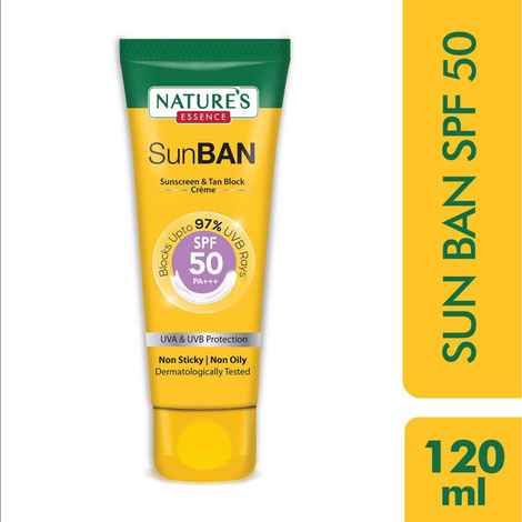 Buy Nature's Essence SunBan SPF 50 PA+++ Sunscreen & Tan Block Creme (120 ml) - Purplle