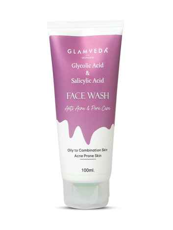 Buy Glamveda Glycolic acid & Salicylic Acid Anti Acne face wash 100 ml - Purplle