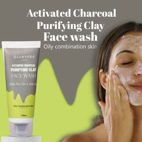 Buy Glamveda Activated Charcoal Clay face wash Detox & Anti Acne 100 ml - Purplle