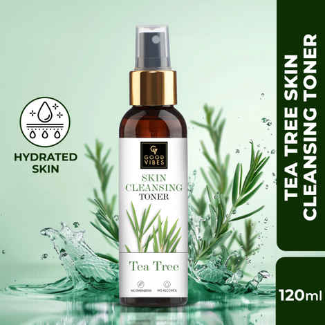 Good Vibes Tea Tree Cleansing Toner | Hydrating, Anti-Acne, Removes Excess Oil | With Green Tea | No Alcohol, No Parabens, No Sulphates, No Mineral Oil (120 ml)