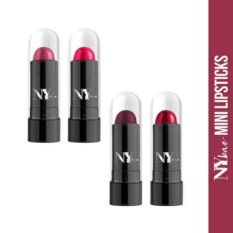 NY Bae Argan Oil Infused Mini Lipstick, Runway, For Wheatish Skin - Soigne Babe, Set of 4 Mini Lipsticks, Kit 3 (1.4 gm X 4)