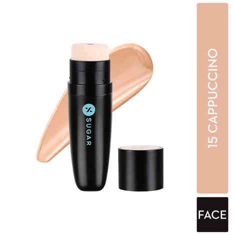 Buy SUGAR Cosmetics Aquaholic Hydrating Foundation | Full Coverage | For All Skin Types | With Built-In Cushion Applicator | 30 gm - 15 Cappuccino - Purplle