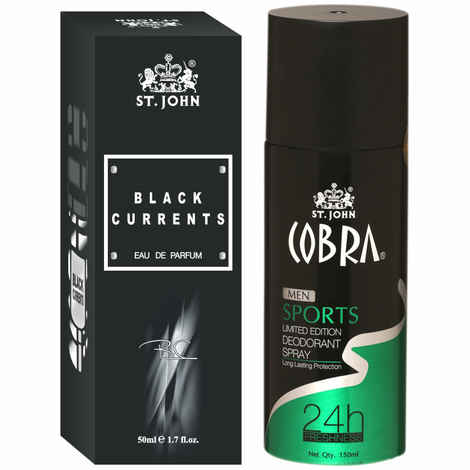 Buy St John Cobra Deodrant Sports 150 ml & Cobra Black Current 50 ml Perfume Combo Gift Pack Perfume Body Spray - For Men & Women (200 ml, Pack of 2) - Purplle