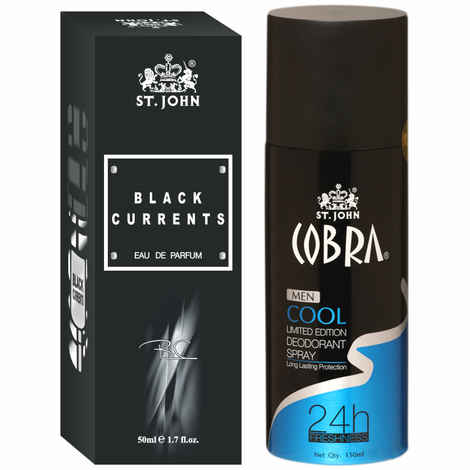 Buy St John Cobra Deodrant Cool 150 ml & Cobra Black Current 50 ml Perfume Combo Gift Pack Perfume Body Spray - For Men & Women (200 ml, Pack of 2) - Purplle