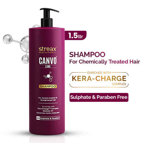 Buy Streax Professional Canvoline Shampoo For straightened hair, with Kera-Charge & Baobab oil, 1500 ml - Purplle
