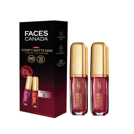 Buy FACES CANADA Comfy Matte Mini Liquid Lipstick Value Pack of 2 - Note To Self + Fixed It For You | 2.4 ml | Comfortable 10HR Longstay | Smooth Intense Matte Color | No Dryness | No Alcohol - Purplle