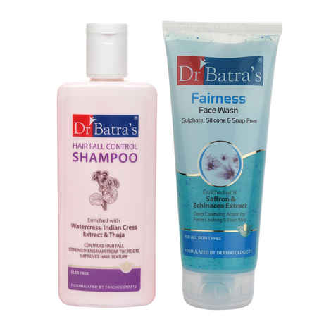 Buy Dr Batra's HairFall Control Shampoo- 200ml  and Fairness Face Wash 200 gm (Pack of 2 Men and Women) - Purplle