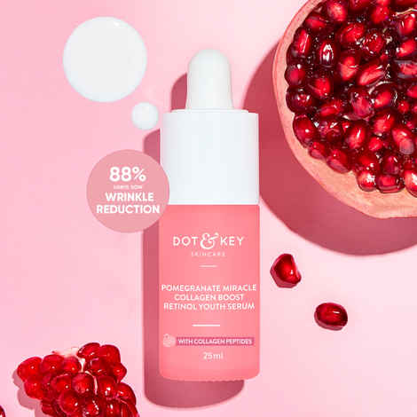 Buy Dot & Key Pomegranate Miracle Collagen Boost Retinol Youth Serum with Collagen Peptides | Anti Ageing Face Serum for Boosts Collagen, Reduces Fine Lines & Wrinkles| For Mature, Combination & Dry Skin | 25 ml - Purplle
