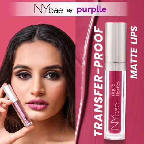 NY Bae Confessions Liquid Lipstick - Binge-ing 2 (4.5 ml) | Matte Lipstick | Purple Shade | Moisturizing | Long Lasting | Transfer Proof