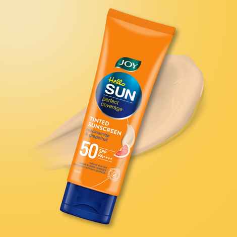 Buy Joy Hello Sun Tinted Sunscreen SPF 50 PA +++ (50 ml) | Mattifying + Natural Tone | Protects Against UVA/UVB | Evens Skin Tone | Lightweight, Water & Sweat Resistant | For All Skin Types - Purplle