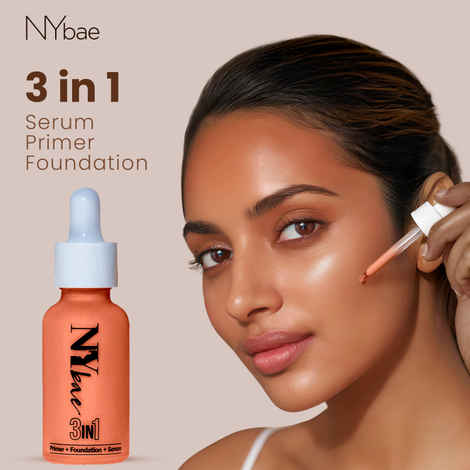Buy NY Bae 3 IN 1 Serum Foundation - Cool Sand 06 (30 ml) | Infused with Primer | Moisturising I Glowing Korean Skin I Celeb Glow | Dewy Makeup | Evens Skin Tone | Ultra Glow - Purplle
