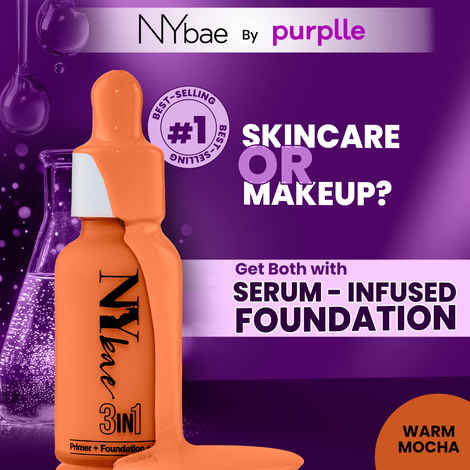 NY Bae 3 IN 1 Serum Foundation - Warm Mocha 07 (30 ml) | Infused with Primer | Moisturising I Glowing Korean Skin I Celeb Glow | Dewy Makeup | Evens Skin Tone | Ultra Glow