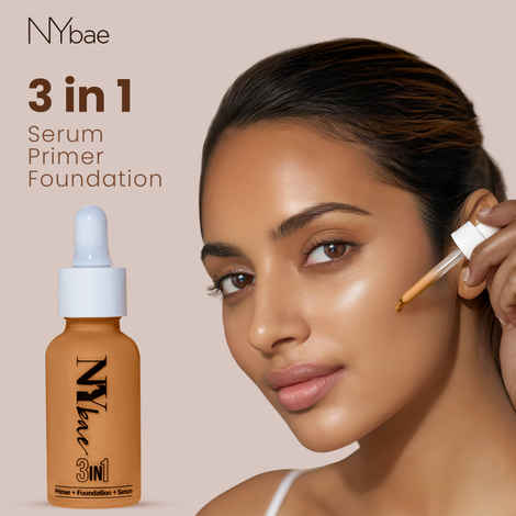 NY Bae 3 IN 1 Serum Foundation - Warm Sand 05 (30 ml) | Infused with Primer | Moisturising I Glowing Korean Skin I Celeb Glow | Dewy Makeup | Evens Skin Tone | Ultra Glow