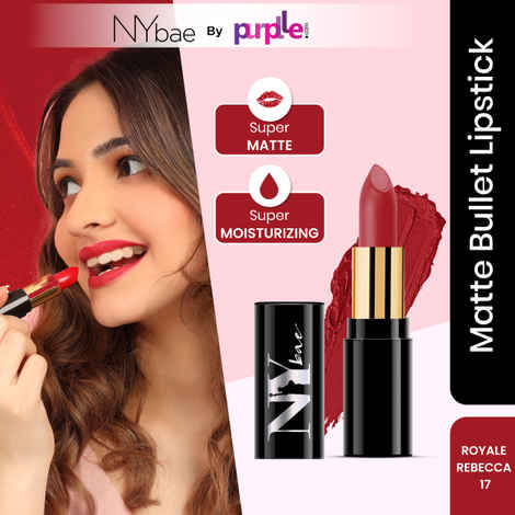 NY Bae Super Matte Lipstick - Royale Rebecca 17 (4.2 g) | Red | Loaded With Vitamin E | Rich Colour | Long lasting | Smudgeproof | Vegan