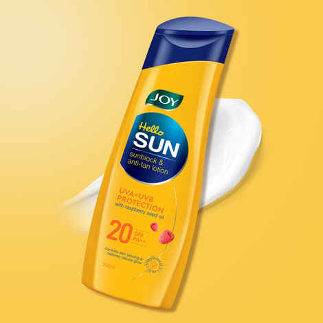 Buy Joy Hello Sun SunBlock & Anti Tan Lotion Sunscreen SPF20 (200 ml) - Purplle