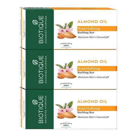 Buy Biotique Almond Oil Nourishing Bathing Bar (150 g) pack of 3 - Purplle