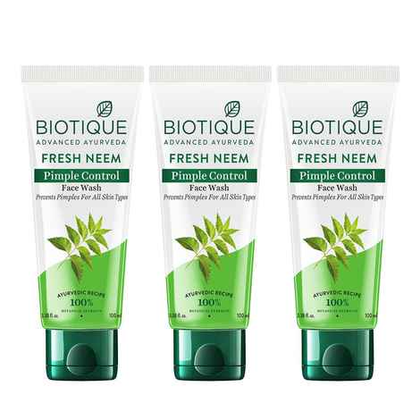 Buy Biotique Fresh Neem Pimple Control Face Wash (100 ml) pack of 3 - Purplle
