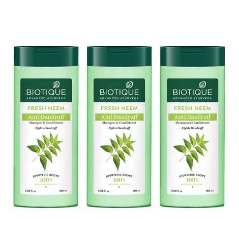 Buy Biotique Bio Fresh Neem Anti-Dandruff Shampoo & Conditioner (180 ml) pack of 3 - Purplle