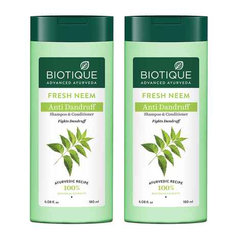 Buy Biotique Bio Fresh Neem Anti-Dandruff Shampoo & Conditioner (180 ml) pack of 2 - Purplle