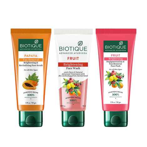 Buy Biotique Bio Brightening & Tan-Removal Combo Combo of 3 - Purplle