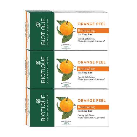 Buy Biotique Orange Peel Renewing Bathing Bar 150g pack of 3 - Purplle