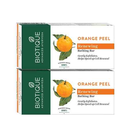 Buy Biotique Orange Peel Renewing Bathing Bar 150g pack of 2 - Purplle