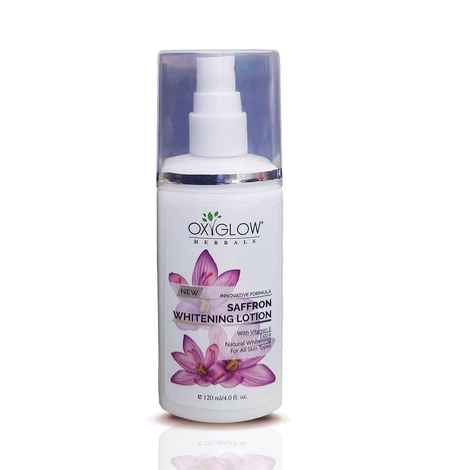 Buy OxyGlow Herbals Saffron & Whitening Lotion| Non sticky & Non Greasy| Lightens & Whitens the Skin|Helps in Brightening-120 ml - Purplle
