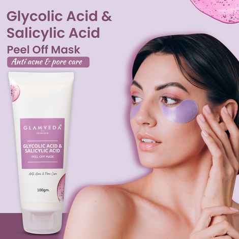 Buy Glamveda Glycolic Acid & Salicylic Acid Anti Acne & Pore Care Peel Off Mask, Helps With Breakouts, Blemishes & Dull Skin,100 gm - Purplle