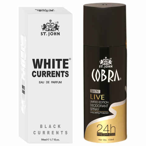 Buy St John Cobra Deodrant Live 150 ml & Cobra Black Current 50 ml Perfume Combo Gift Pack Perfume Body Spray - For Men & Women (200 ml, Pack of 2) - Purplle