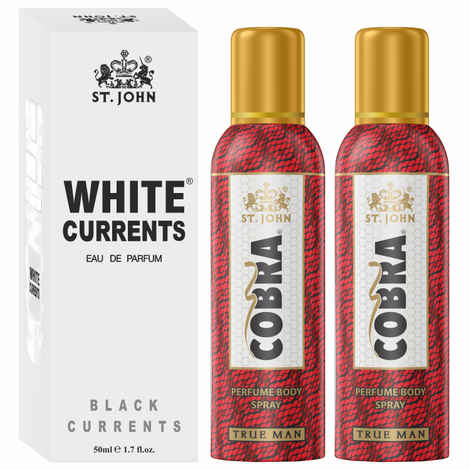 Buy St John Cobra Deodrant No Gas True Man Pack of 2 100 ml each & White Current 50 ml Combo Perfume Body Spray - For Men & Women (250 ml, Pack of 2) - Purplle