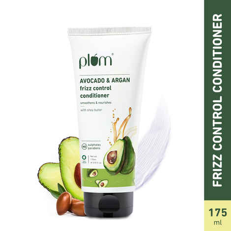 Buy Plum Avocado & Argan Frizz Control Conditioner for curly, wavy, frizzy hair | With Avocado Oil, Argan Oil, Shea Butter, Sunflower Oil | Reduces frizz & prevents hair from excessive dryness 175 ml - Purplle