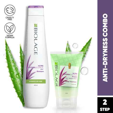 Buy Biolage Ultra Hydrasource Hydrating Shampoo + Combo of Hydrasource Deep Treatment Pack (400 ml + 100 ml)|For Dry Hair - Purplle