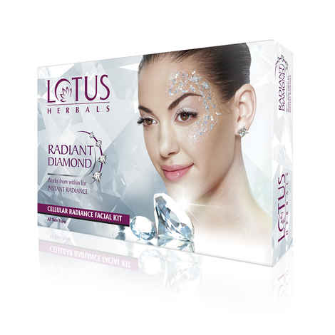 Lotus Herbals Radiant Diamond Cellular Radiance 1 Facial Kit | With Diamon Dust & Cinnamon | For All Skin Types | 37 gm