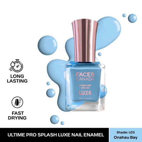 Buy FACES CANADA Ultime Pro Splash Luxe Nail Enamel - Onahau Bay (L03), 12 ml | Glossy Finish | Quick Drying | Long Lasting | High Shine | Chip Defiant | Even-Finish | Vegan | Non-Toxic | Ethanol-Free - Purplle