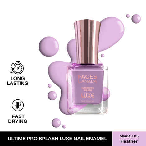 Buy FACES CANADA Ultime Pro Splash Luxe Nail Enamel - Heather (L05), 12 ml | Glossy Finish | Quick Drying | Long Lasting | High Shine | Chip Defiant | Even-Finish | Vegan | Non-Toxic | Ethanol-Free - Purplle